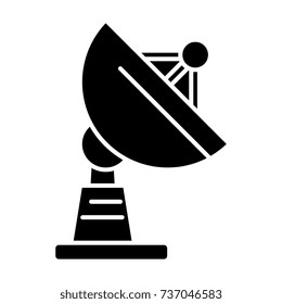 satellite dish icon, vector illustration, black sign on isolated background
