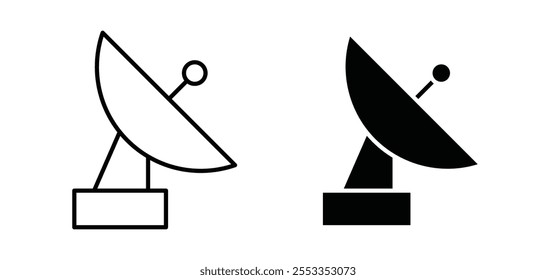 Satellite dish icons in black filled and outlined style