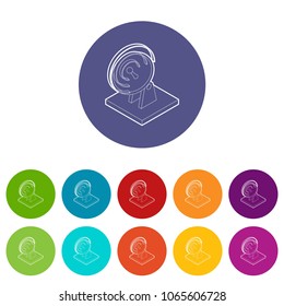 Satellite dish icons color set vector for any web design on white background