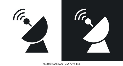 Satellite dish icons in solid black and white colors
