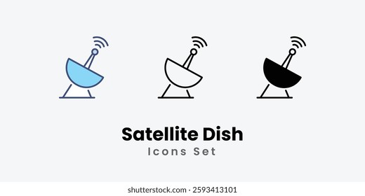 Satellite Dish icons vector set stock illustration.