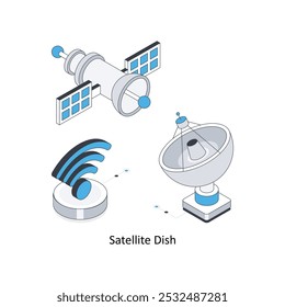 Prato de Satélite Ilustração de stock isométrica. EPS Ilustração do estoque de arquivos