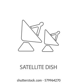 icono de línea de antena parabólica