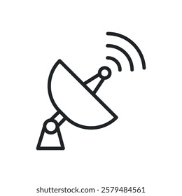 Satellite dish line icons. Perfect pixel on transparent background