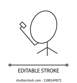 Satellite dish linear icon. Thin line illustration. Parabolic antenna. Contour symbol. Vector isolated outline drawing. Editable stroke