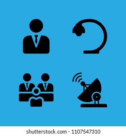 satellite dish, manager, group and desk lamp icons vector in sample icon set for web and graphic design