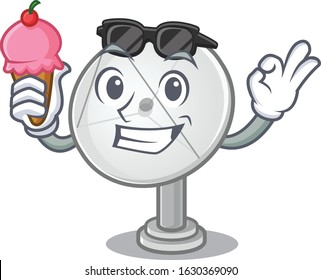 Satellite dish mascot cartoon design with ice cream