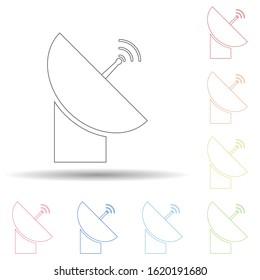 Satellite dish in multi color style icon. Simple thin line, outline vector of space icons for ui and ux, website or mobile application