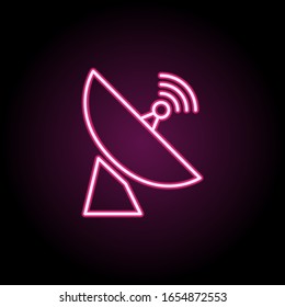 Satellitenschüssel Neonsymbol. Einfache dünne Linie, Vektorillustration von Web-Icons für i und ux, Website oder mobile Applikationen
