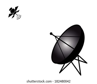 satellite dish and satellite on a white background