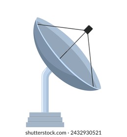 Satellite dish parabolic antenna, isolated on a white background, vector illustration
