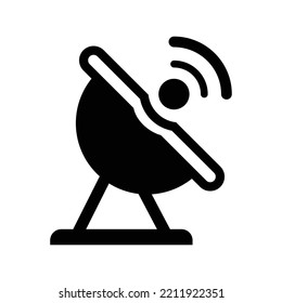 Satellite dish radar antenna icon | Black Vector illustration |