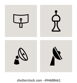 Satellite Dish and Radio Tower vector objects