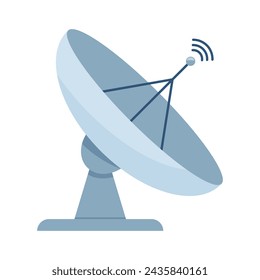 Satellite dish to receive signals for television, radio, internet. Vector illustration isolated on white background