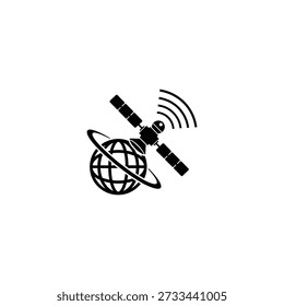 Satellite Dish Receiving Signal in Orbit Around Planet Illustration