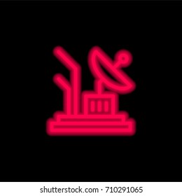 Satellite dish red glowing neon ui ux icon. Glowing sign logo vector