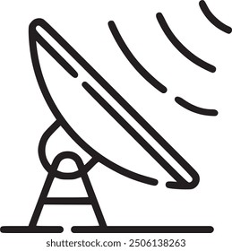 Satellite dish, representing communication or broadcasting. Satellite dish icon representing communication, broadcasting, and satellite technology. EPS