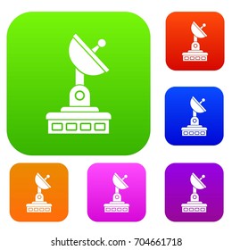 Satellite dish set icon in different colors isolated vector illustration. Premium collection