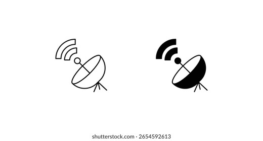 satellite dish set icon with white background vector stock illustration