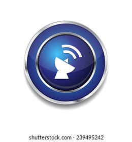 Satellite Dish Sign Blue Vector Icon Button