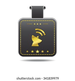 Satellite Dish Sign Golden Vector Icon Design