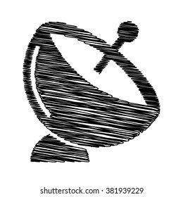 Satellite dish sign. Icon with scribble effect