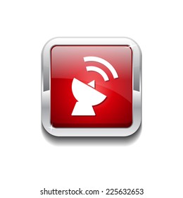 Satellite Dish Sign Red Vector Icon Button