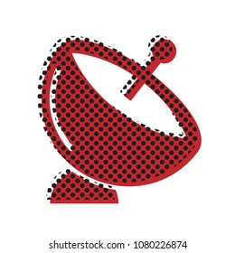 Satellite dish sign. Vector. Brown icon with shifted black circle pattern as duplicate at white background. Isolated.