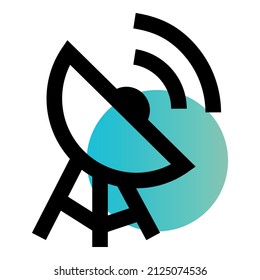 Satellite Dish Signal Flat Icon Isolated On White Background