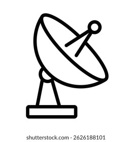 Satellite dish with signal symbol. Vector illustration. Editable stroke.