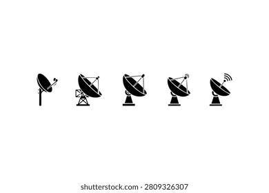 Satellite Dish Silhouette Vector Collection Set