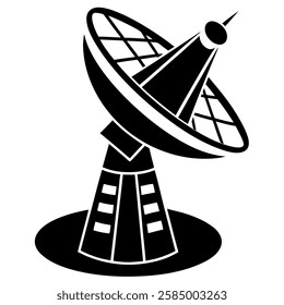 Satellite dish, satellite, dish silhouette vector icon illustration on white background.