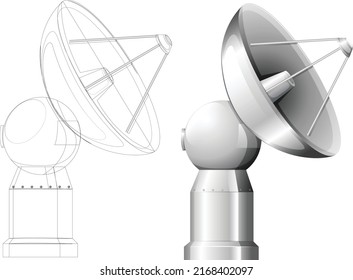 Satellite Dish Sketch Vector Illustration. Satellite Dish hand drawn.