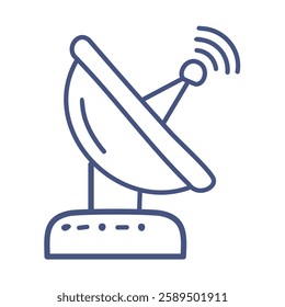 Satellite dish thin line icon. Vector illustration, flat design.