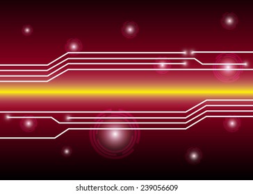 Satellite dish transmission data on red  background