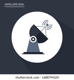 Satellite Dish Vector Icon flat design