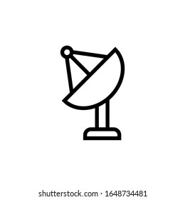 Satellite dish vector icon in outline, linear style isolated on white background