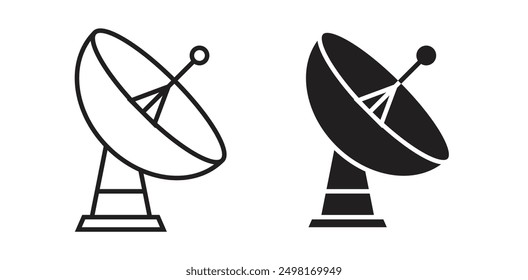 satellite dish vector icon set in black color.