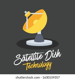 satellite dish vector illustration yellow technology signal wireless