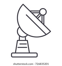 satellite dish vector line icon, sign, illustration on background, editable strokes