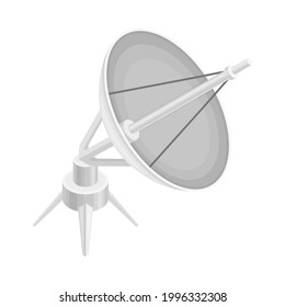 Satellite Dish as Wireless Network Communication Technology Isometric Vector Illustration