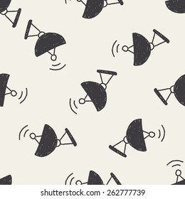 Satellite doodle drawing seamless pattern background