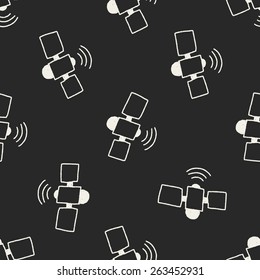 Satellite doodle drawing seamless pattern background