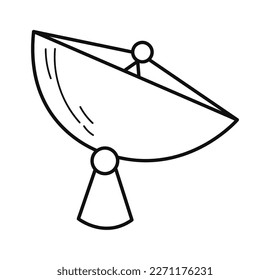 Icono lineal del doodle satelital Exploración espacial. Ilustración del vector
