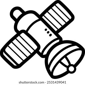 Satellite doodle vector icon and illustration