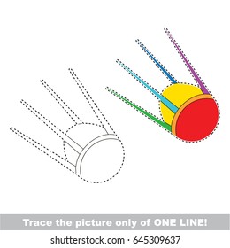 Satellite. Dot to dot educational game for kids. trace only of one line.