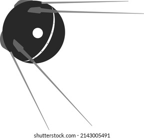 Satellite of the Earth. The icon of a round artificial satellite. Vector image isolated on a white background.