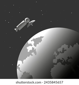 satellite in earth orbit. Vector illustration