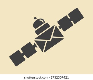 Satélite com um envelope no centro, simbolizando a comunicação ou transmissão de dados