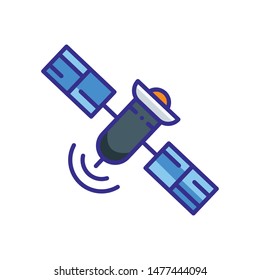 Satellite filled line icon logo design